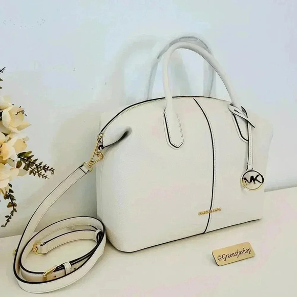 Michael Kors Purse Hyde Large Pebbled Leather Satchel - Picture 3 of 9